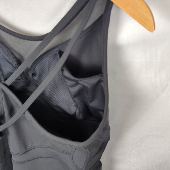 LOVESOFT Black Bodysuit with Mesh Cutouts and Criss-cross Straps - Picture 9 of 10